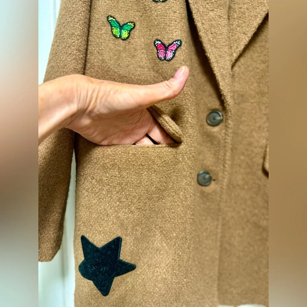 Universal Thread Brown Blazer Upcycled with Butterfly and Star Patches - Picture 7 of 7